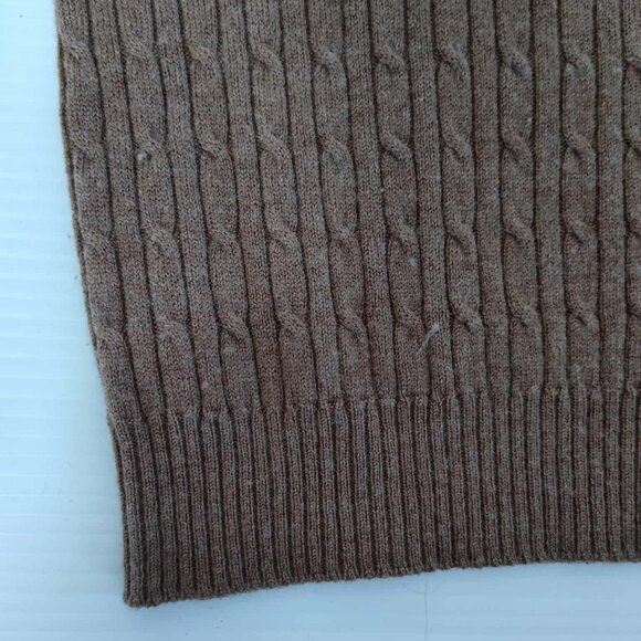 JCrew Brown V-neck cable knit wool cashmere blend pullover, size L - Picture 10 of 15